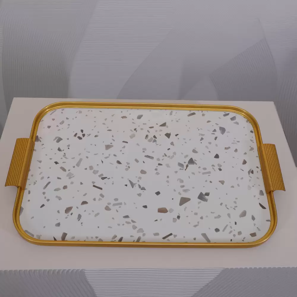 S18 TRAY. TERRAZO/GOLD